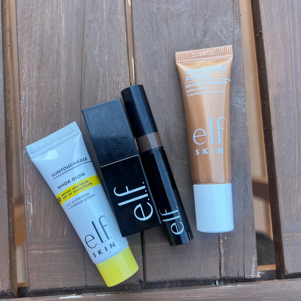 MINIATURE Elf Makeup Set - Sunscreen, Lip tint, Brow gel, Bronzing drops